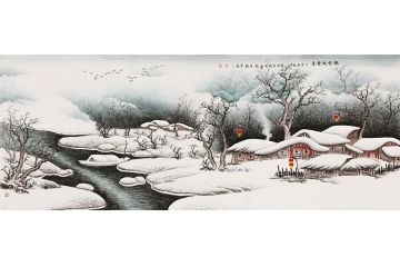 雪景国画 李国胜新品力作山水画《瑞雪兆丰年》