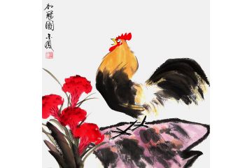 张金凤最新力作 小尺寸公鸡图《加冠图》