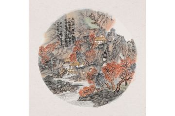当代名家张林荣新品小品画《老树悬崖叶半秋》