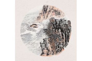 美协画家张林荣新品斗方山水画《穷款》
