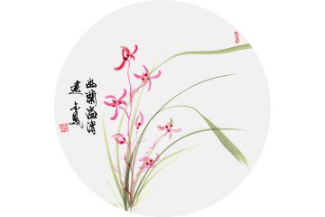 餐厅装饰画 张金凤斗方兰花图《幽兰溢清》