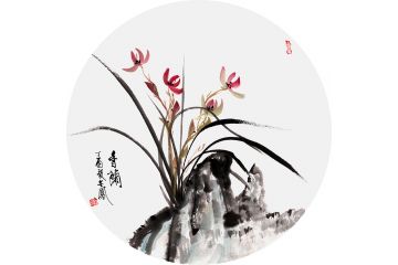 花中四君子之一 张金凤斗方花鸟画作品《香兰》