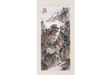 张林荣新品创作小尺寸竖幅山水画作品《穷款》