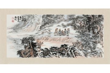 美协画家张林荣创作国画山水画《穷款》