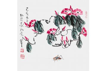 齐白石孙媳 朴喆写意花鸟画新作《牵牛花》