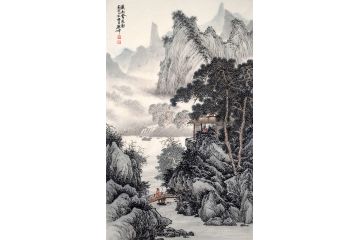 林德坤新品创作山水画仿古精品《溪山会友图》