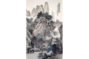 林德坤精品仿古山水画《千峰翠积琴书润》