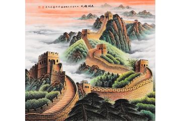 步步高升 李国胜新品力作斗方山水画《长城雄风》