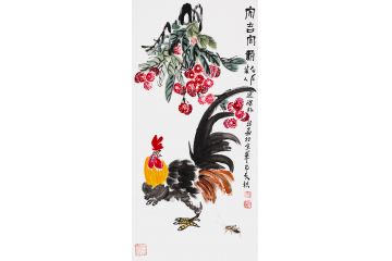 齐白石后人 朴喆手绘吉祥花鸟画《大吉大利》