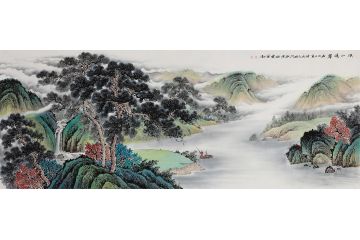 中美协会员李佩锦仿古画新品《溪山积翠》