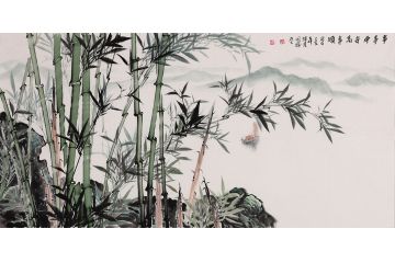 平安竹 李国胜新品力作山水画《事事平安万事顺》
