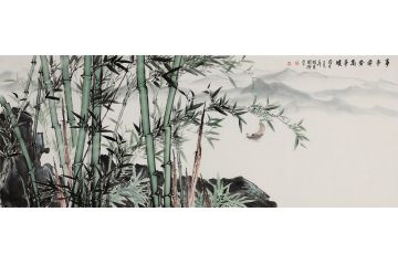 节节高升 李国胜山水竹子画《事事平安万事顺》