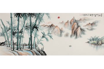 2021李国胜新品力作竹子山水画《直竿千秋》