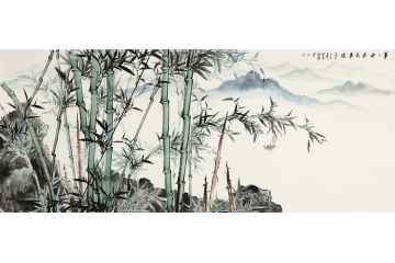 李国胜新品力作山水画竹子图《事事平安万事顺》