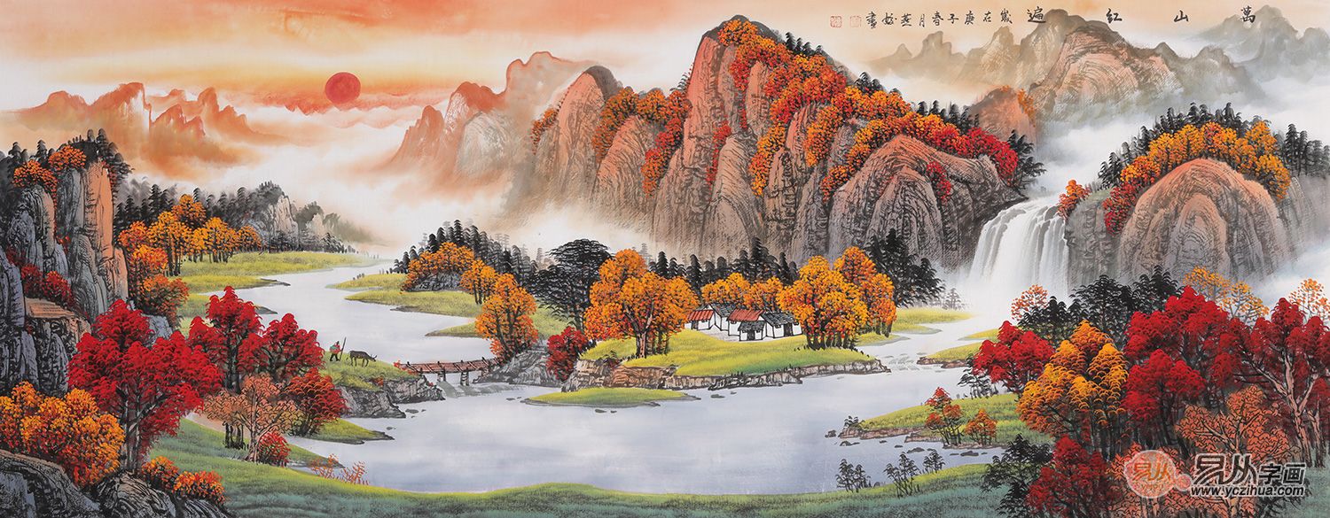 刘燕姣风水山水画构图品赏，这些山水风水画调节运势很稳