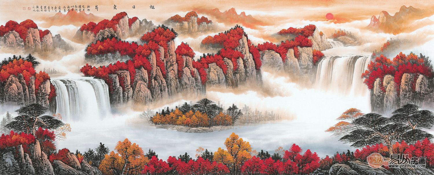 刘燕姣风水山水画构图品赏，这些山水风水画调节运势很稳