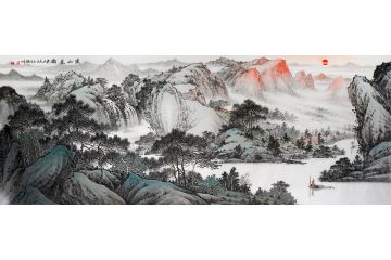 林德坤新品创作六尺横幅国画山水画《溪山晨韵》