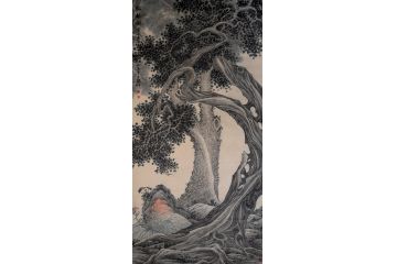 精品仿古画 林德坤新品创作山水画《松柏图》