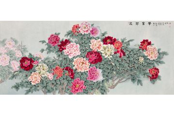 工笔重彩传人王一容新品牡丹画《花开富贵》
