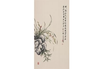 石榮祿四尺豎幅新品蘭花圖《猗猗秋蘭色,布葉何蔥青》