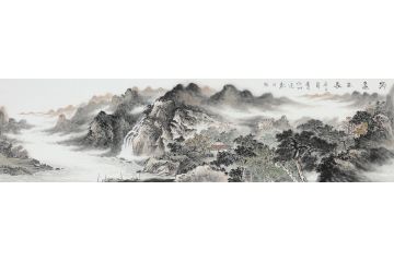 知名画家徐坤连新品六尺山水画《源远流长》