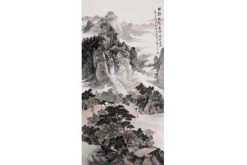 徐坤连最新创作国画山水画作品《林静松声远，清泉石上流》