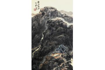 四川美协会员余敏新品山水画《山村青黛里》