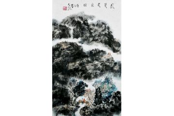 四川美协会员余敏写意山水画《最美是家山》