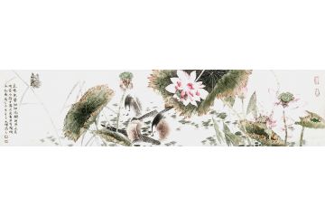 周永辉力作荷花图《泉眼无声惜细流，树阴照水爱晴柔》