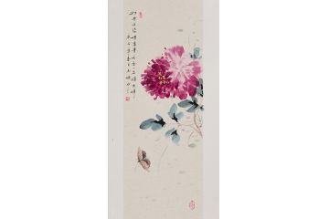 美女画家玉婉写意牡丹图《牡丹千姿增富贵 天香一品颂吉祥》