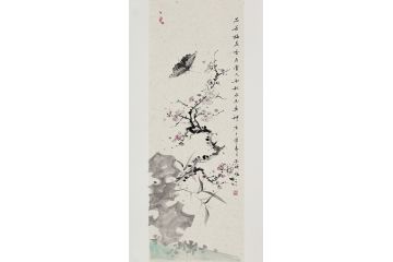 玉婉精美竖幅梅花图《品若梅花香在骨人如秋水玉为神》