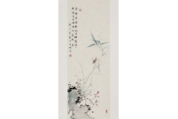玉婉精美写意兰花图《春晖开紫艷,淑景媚兰场》