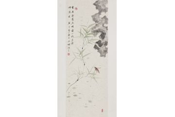 玉婉水墨写意花鸟画《曾见东篱立晓霜,一枝岩傍拂溪光》
