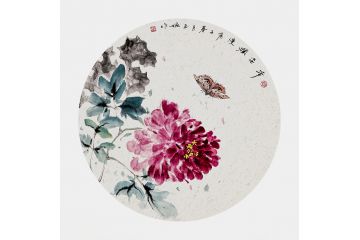 实力派画家玉婉斗方花鸟画《芳姿烂漫》