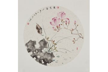 玉婉新品斗方佳作花鸟画《蕙质兰心》