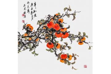 实力派画家石荣禄新品柿子图《事事如意》