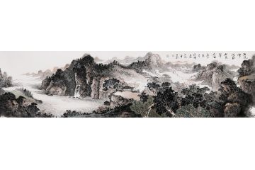 画家徐坤连新品山水画《江流寒深玉  山色翠浮空》