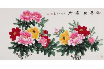 希芸老师写意牡丹国画《国色迎富贵》
