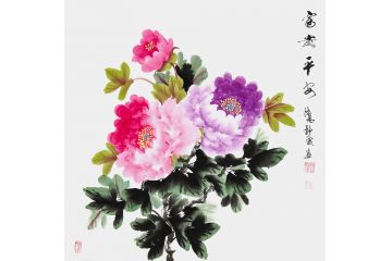 希芸吉祥花鸟挂画 家居装饰画《富贵平安》