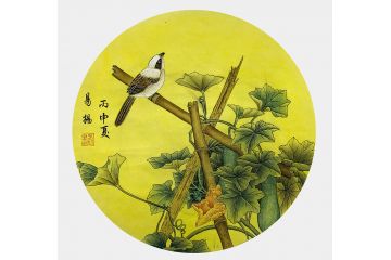 画家易杨国画花鸟小品《穷款》