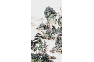 吴大恺新品力作青绿山水画作品《青山书堂幽》