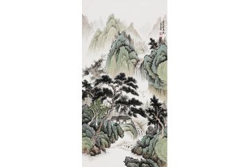 吴大恺新品力作小尺寸山水画《春泉碧玉流》
