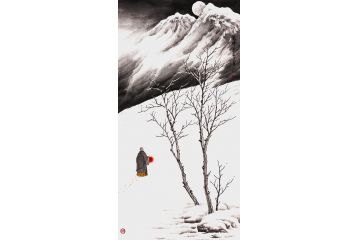 吴大恺新品力作小尺寸国画雪景画《觅禅》