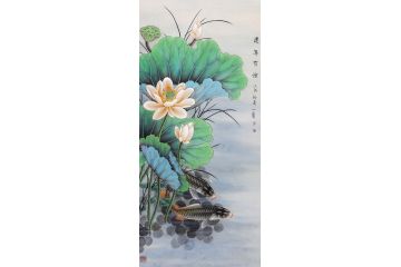 工笔重彩传人王一容工笔花鸟画《连年有余》