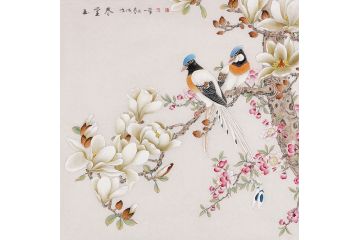 工笔重彩传人王一容工笔花鸟画《玉堂春》