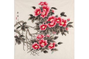 王一容新品斗方工笔花鸟画《春晖》