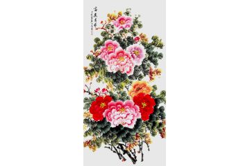 四尺竖幅牡丹国画 玉婉老师新作《富贵吉祥》