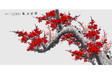 书房装饰字画 玉婉写意梅花国画《梅开五福》