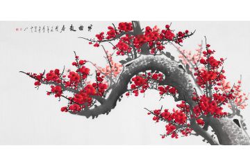 玉婉老师写意梅花国画新作《寒梅报春》