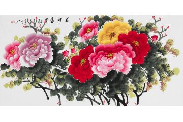 玉婉老师写意牡丹国画 吉祥富贵花鸟画《花开富贵》
